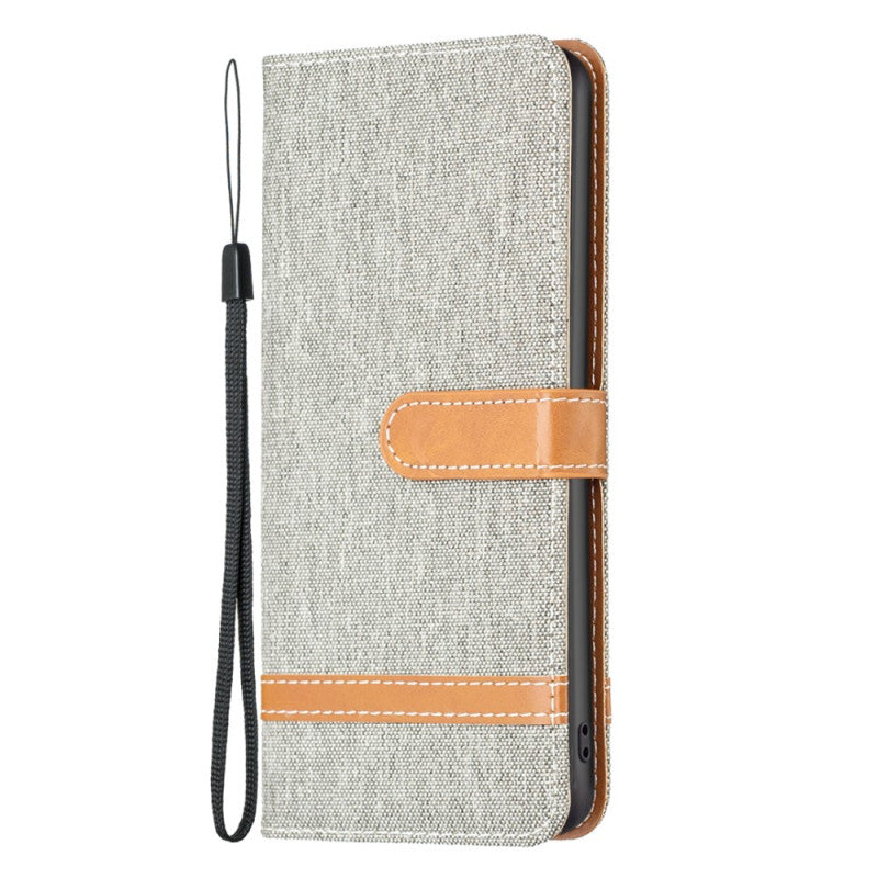 Cover iPhone 15 Fabric and Leather effect with strap