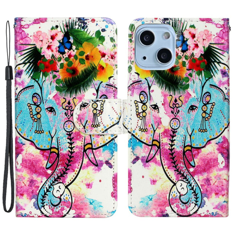 iPhone 15 Watercolour Elephant Strap Case